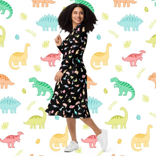Dino Party Linen Blend Dress