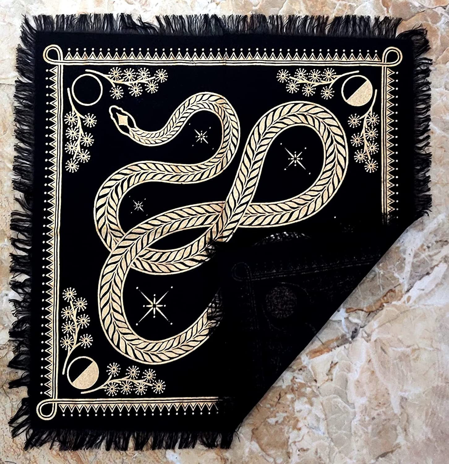 Tarot Altar Cloth Occult Grimoire Golden Snake Dragon Table - Etsy