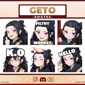 Conjunto de Emotes GETO SUGURU Cute & Kawaii 6 + 4 | Twitch, Youtube, Discord | Jujutsu Kaisen