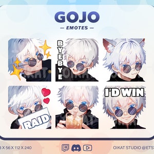 GOJO SATORU Cute & Kawaii 6 + 2 set di emote / Twitch, Youtube, Discord / Jujutsu Kaisen JJK Teen