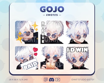 GOJO SATORU Cute & Kawaii 6 + 2 Emotes Set | Twitch, Youtube, Discord | Jujutsu Kaisen JJK Teen