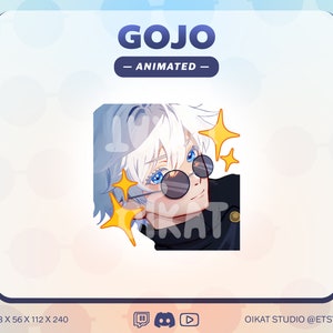 Emote animado GOJO STORU | Estrelas modelo fofas e kawaii brilham emote | Twitch, Youtube, Discord | Jujutsu Kaisen adolescente