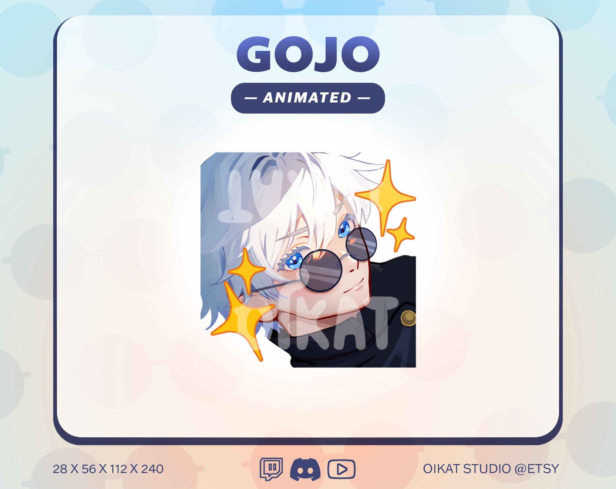 GOJO SATORU Animated Emote | Cute & Kawaii Model Stars Sparkle Emote | Twitch, Youtube, Discord | Jujutsu Kaisen Teen