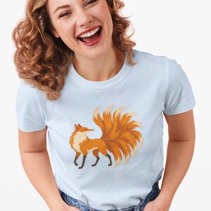 Nine Tailed Fox T-Shirt: Hand-Drawn Japanese Folklore Tee