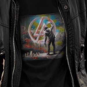 Linkin Park T-Shirt | Banksy Style Linkin Park T-Shirt: Graffiti Rock T-Shirt
