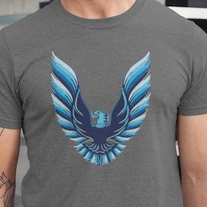 Pontiac Retro Firebird T-Shirt, Muscle Car Tee, Blue Trans Am Logo, Smokey and the Bandit T-Shirt, Vintage Firebird Logo, Retro Car TShirt