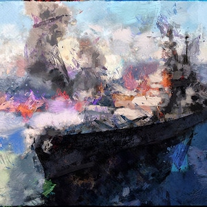USS Missouri Battleship Print: Korean War Maritime Art