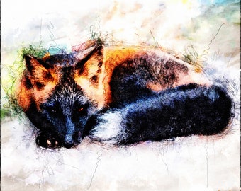 Red Fox Painting, Watercolor Fox Painting,  Nursery Fox Art, Gouache Fox Painting, Wildlife Fox Print, Fox Wall Art