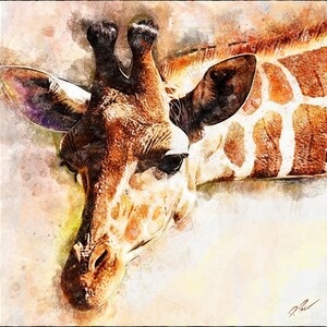Giraffe Watercolor Painting: African Animal Art, Nursery Decor
