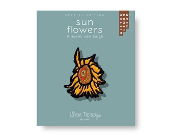 Sunflower iron on patch Vincent Van Gogh yellow