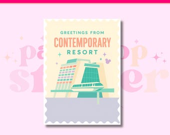 Contemporary Resort Sticker, Weather-Resistant Disney Hotel Decal