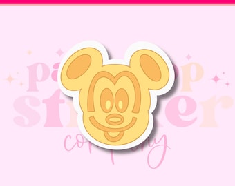 Mouse Waffle Sticker, Theme Park Snack, Weather Resistant