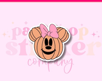 Minnie Mouse Pumpkin Sticker, Disney Halloween, Waterproof Vinyl