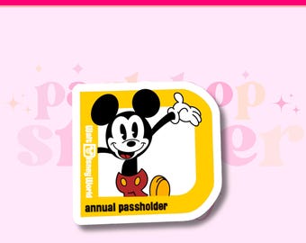 Vintage Mickey Mouse Annual Passholder Sticker - Retro Disney Decal
