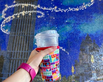 Disney Parks Drink Cozie | Geometric Theme Park Neoprene Cup Sleeve
