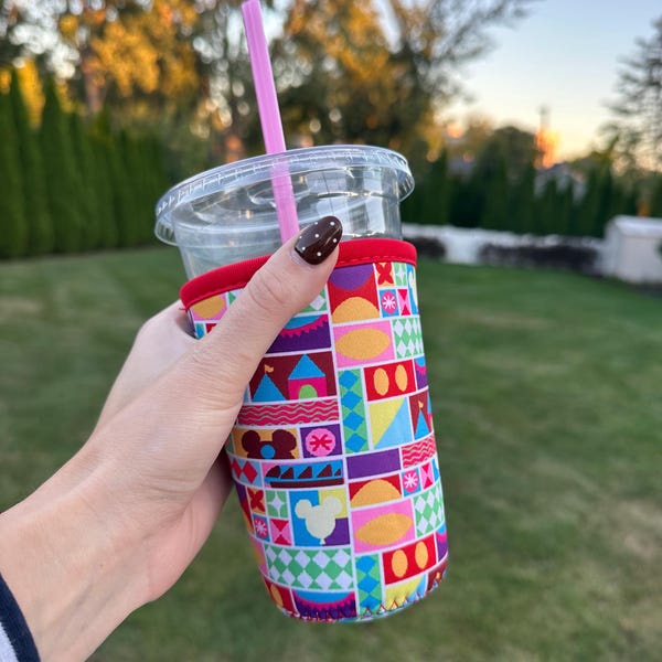 Disney Parks Drink Cozie | Geometric Theme Park Neoprene Cup Sleeve