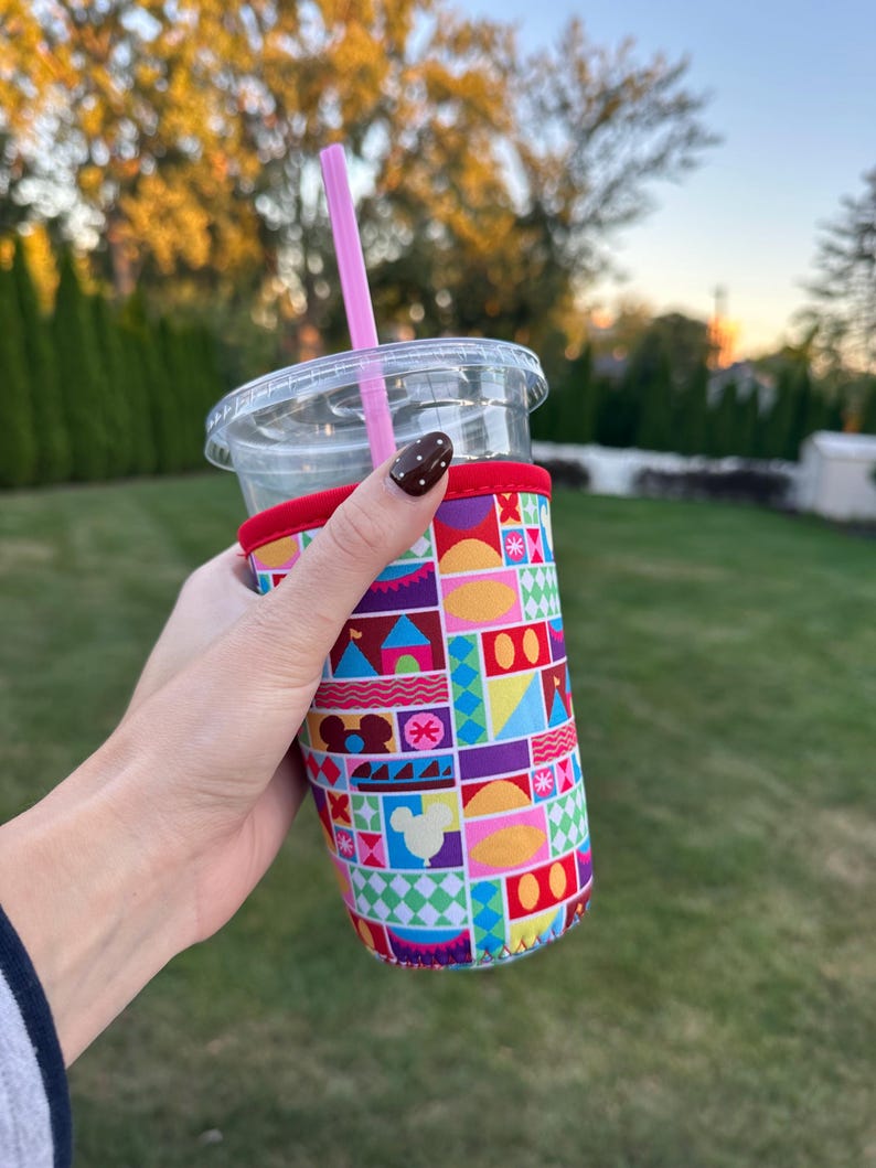 Disney Parks Drink Cozie | Geometric Theme Park Neoprene Cup Sleeve image 2
