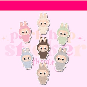 Labubu Exciting Macaron Sticker, Labubu Sticker Set, La Bu Bu Stickers Labubu Water and Weather Resistant Laptop Sticker Pop Mart