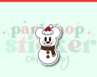 Mickey Mouse Snowman Sticker Disney Holiday Sticker Christmas Decal for Laptop Water Bottle