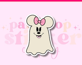 Minnie Mouse Ghost Sticker, Disney Halloween, Waterproof Vinyl
