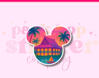 Polynesian Resort Mouse Sticker: Weather-resistant Vinyl Decal
