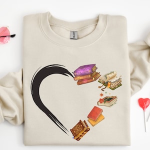 Book Lover Sweatshirt: Heart of Books, Librarian Gift