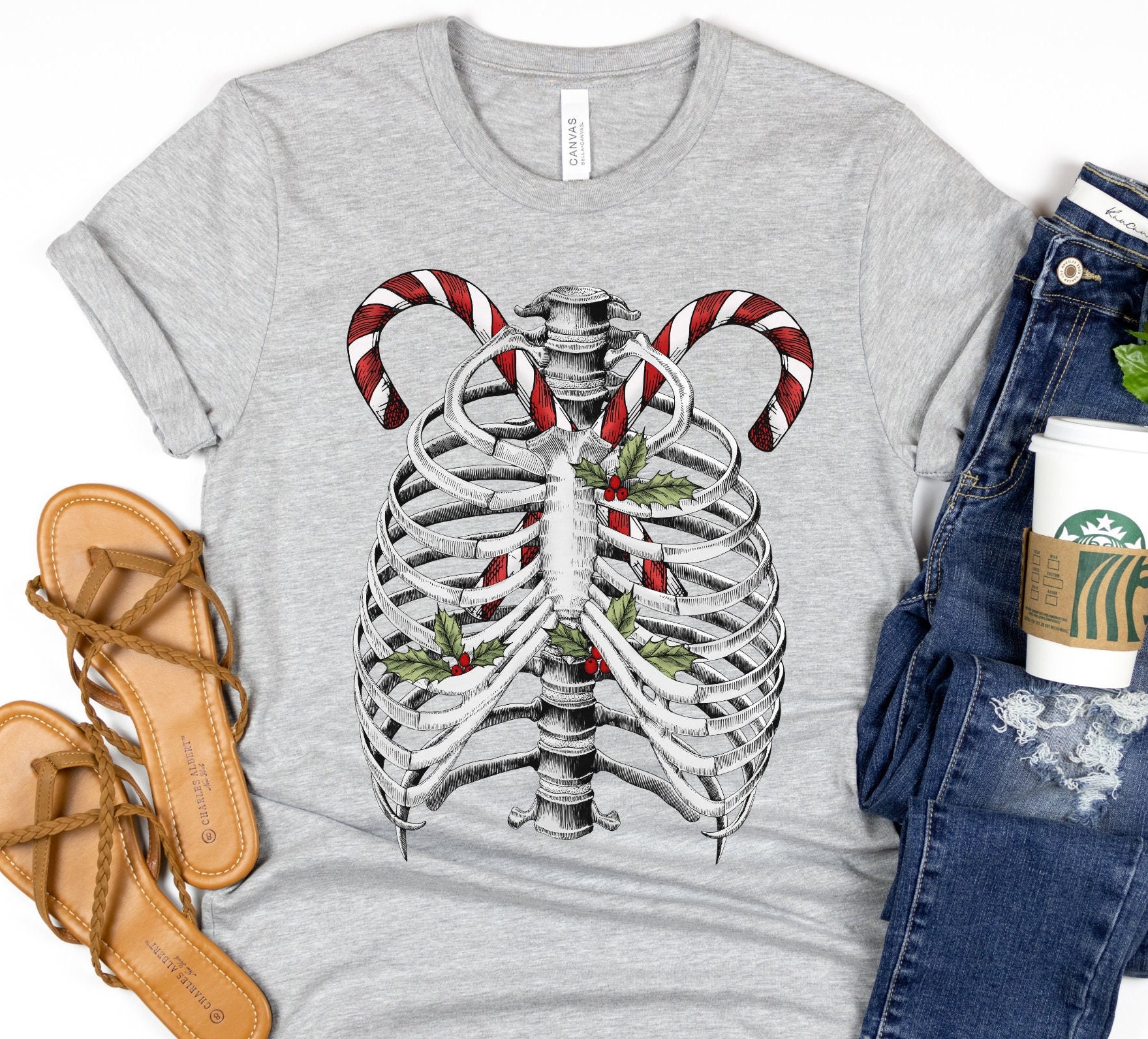 Funny Christmas Skeleton T-Shirt: Gothic Xmas Tee