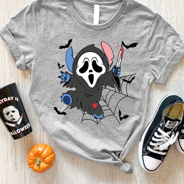 Stitch in Ghostface Costume | Scream | Classic Halloween Movie | Funny Stitch Shirt | Halloween Tshirt | Disney Tshirt | Fall Tshirt