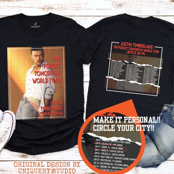 Personalized Justin Timberlake Tour 2024 | EUROPE Dates Available | Forget Tomorrow World Tour Concert Tee | Justin Concert |Vintage Concert