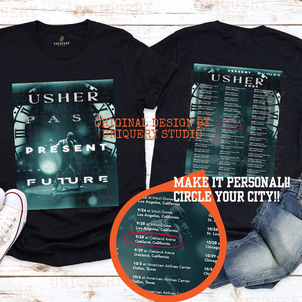 Personalized Usher Shirt | Usher Concert 2024 | Past Present Future Tour Shirt | US & EUROPE Dates | Concert Shirt