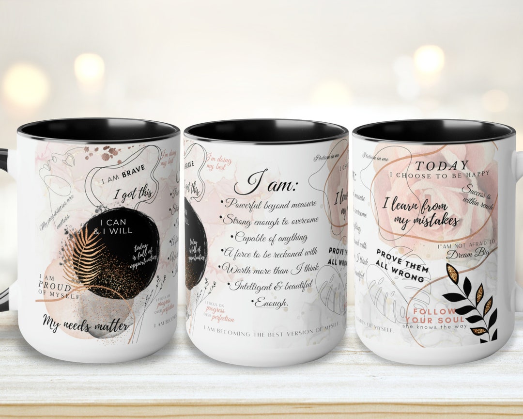 Affirmation Mug Daily Affirmations Mental Health Mug Modern Art Coffee ...