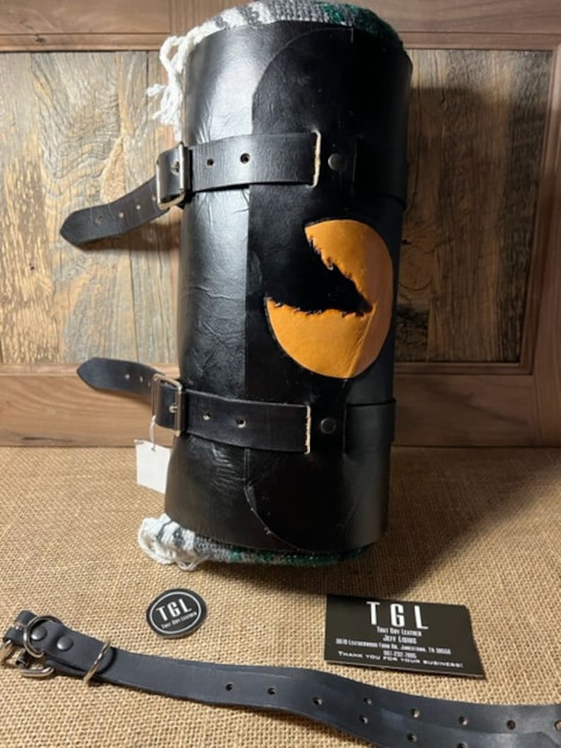 Motorcycle Leather Bedroll With Serape Blanket Etsy