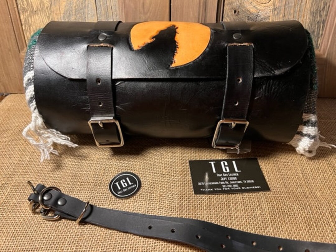 Motorcycle Leather Bedroll With Serape Blanket Etsy