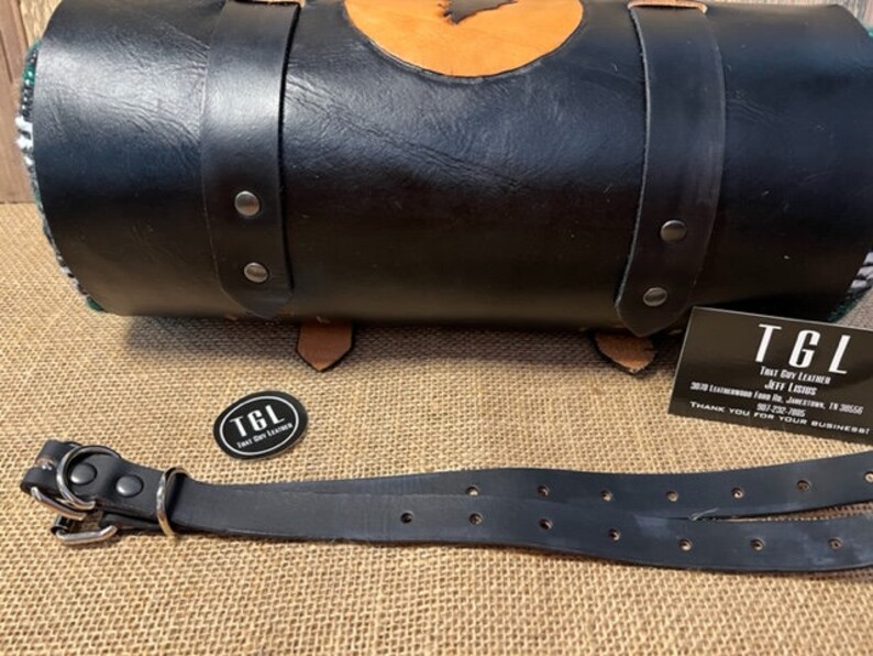 Motorcycle Leather Bedroll With Serape Blanket Etsy