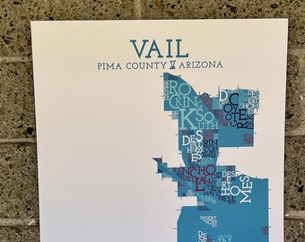 Vail, Pima County, Arizona, Neighborhood Map Art Print