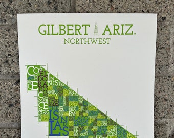 Gilbert, Arizona, Northwest Neighborhood Map Art Print