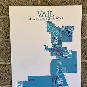 Vail, comté de Pima, Arizona, carte de quartier Impression artistique