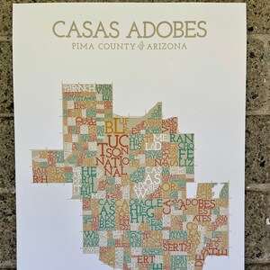 Casas Adobes, comté de Pima, Arizona, carte de quartier Impression artistique