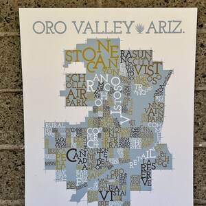 Oro Valley, Arizona, carte de quartier Impression artistique