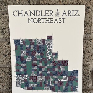 Chandler, Arizona, carte du quartier nord-est Impression artistique