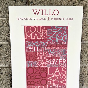 Willo, Phoenix, Arizona, carte de quartier Impression artistique