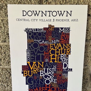 Centre-ville (ASU Downtown), Phoenix, Arizona, carte du quartier Impression artistique