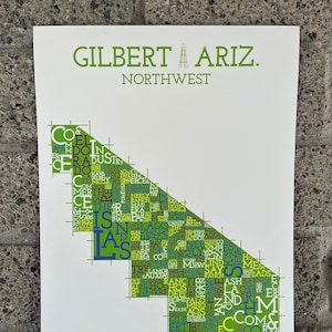 Carte du quartier de Gilbert, Arizona, Nord-Ouest Impression artistique