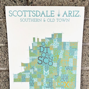 Scottsdale, Arizona, sud et vieille ville, carte de quartier Impression artistique