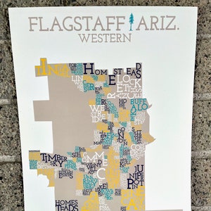 Flagstaff, Arizona, carte du quartier de l'ouest (NAU) Impression artistique