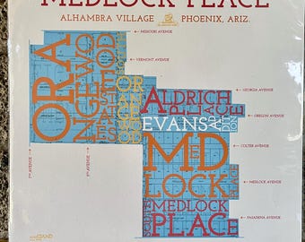Historic Medlock Place, Phoenix, Arizona Neighborhood Map Art Print