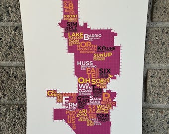 Drink Local Phoenix, Arizona, City Limits, Brewery Map Art Print