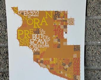 Desert View Village, Phoenix, Arizona Neighborhood Map Art Print