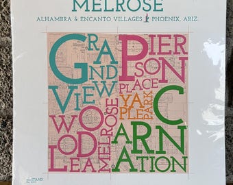 Historic Melrose, Phoenix, Arizona Neighborhood Map Art Print