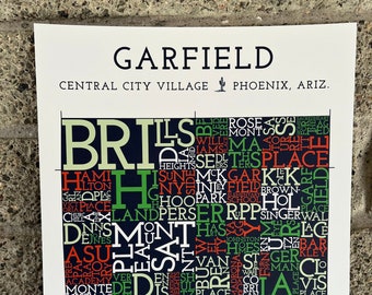 Garfield, Phoenix, Arizona Neighborhood Map Art Print